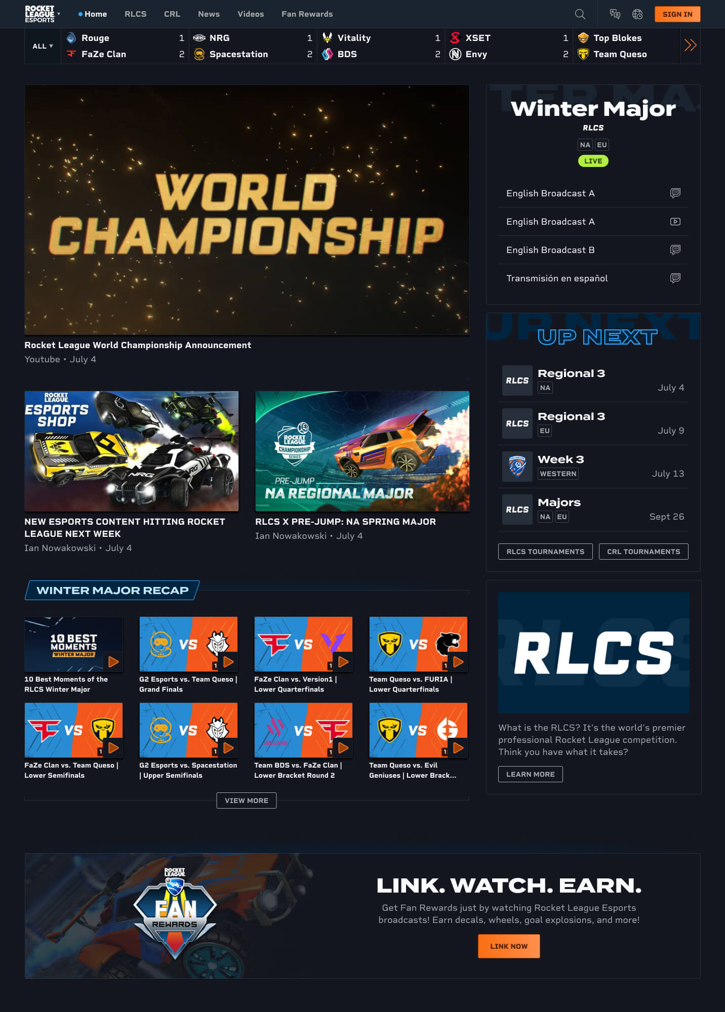 RLCS Homepage Mockup